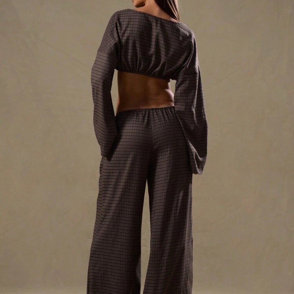 Women's Black Checkered Pants & Jumpsuit